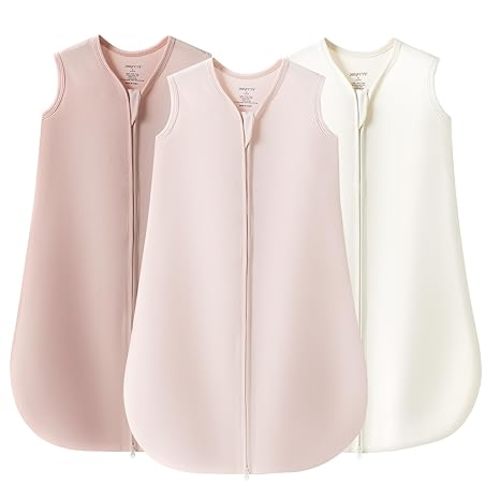 JELLYMONI Baby Sleep Sack 0-6 Months 100% Cotton Wearable Blanket, 0.5 TOG Soft Lightweight Toddler Sleeping Sack 3 Pack 2-Way Zipper Newborn Sleep Sacks