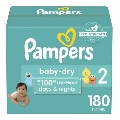 Pampers Baby-Dry Diapers Size 2, 180 Count