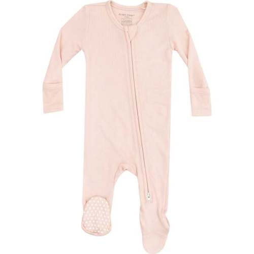 2 Way Zipper Footie, Solid Rose Smoke Ribbed