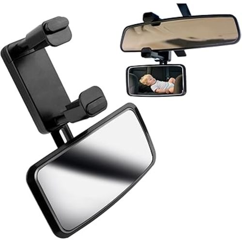 Updated Baby Rear View Mirror for Car,360°Adjustable Wide Angle Car Mirror for Baby with Telescopic Clamping Arm,Essential & Universal Backseat Mirrors for Observing Kids