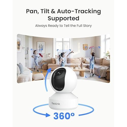 REOLINK Smart 4K UHD Pan & Tilt Dual-Band Wi-Fi 6 Indoor Security Camera with 3X Optical Zoom, Auto-Tracking, People/Pet Detection, Crying Sound Detection, Privacy Mode, and Bluetooth Setup, E1 Zoom