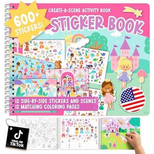 Sticker Books for Toddlers 2-4 Years - Toddler Sticker Book Preschool Learning Activities, Kids Stickers Ages 2-4, Quiet Books for Toddlers 3-5, Kids Travel Activities, Educational Toddler Girl Gifts