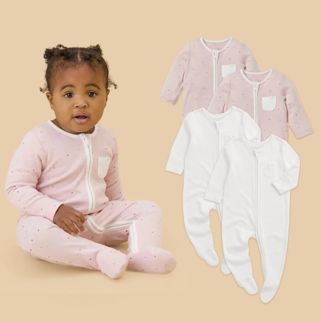 Zip Baby Pajamas 4 Pack | 0-3 Months Sleepers with Zippers | MORI US