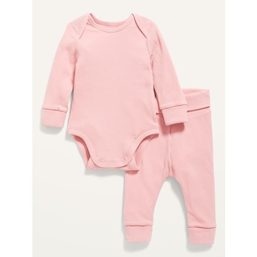 Unisex Grow-With-Me Rib-Knit Bodysuit & Leggings Set for Baby