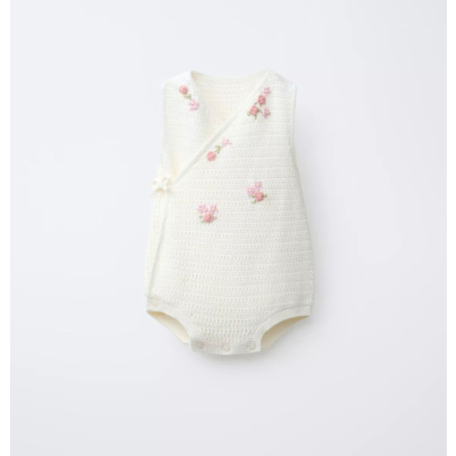 FLORAL EMBROIDERED KNIT ROMPER - ZARA 1-3 Month