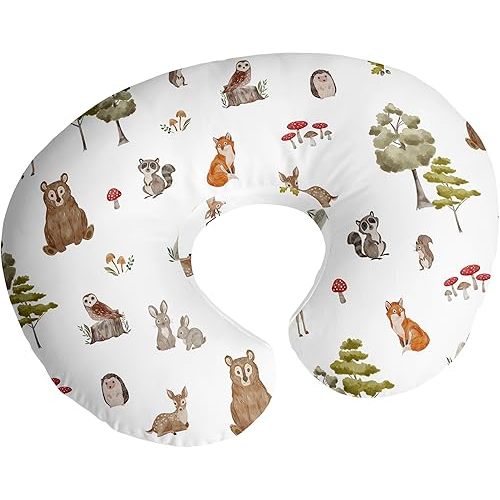 Sweet Jojo Designs Woodland Forest Animals Boy Girl Unisex/Gender Neutral Nursing Pillow Cover Baby Breastfeeding Slipcover Infant Newborn Nursery Bottle Breast Feeding Pillowcase Pillow NOT Included
