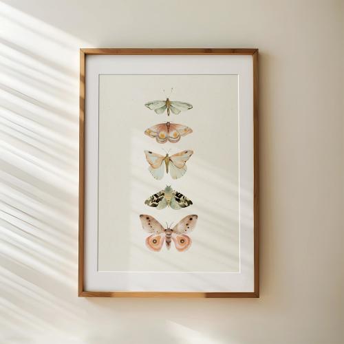 Boho Butterfly Poster Neutral Butterflies Vintage Girl Wall Art Print Trendy Girl Dorm Room Decor Blush Pink Nursery Boho Girls Printable