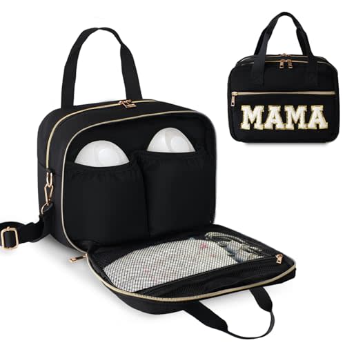 rain bunny Wearable Breast Pump Bag Compatible with Elvie Pumps and Medela Pump in Style, Pump Cooler Bag with Shoulder Strap, Pump Bag for Work, Travel and Family Use (Black)
