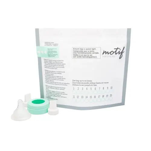 Motif Medical Microwave Sterilizer Bag for Pump Parts - Reusable Baby Bottle Sterilizer Bags w/Track Labels, Zipper Seal & More - Microwave Steam Bags -Must-Have Breastfeeding Essentials (Pack of 7)