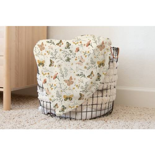 Butterfly and Wildflower Baby Blanket – Available in Minky & Sherpa | Cozy, Custom Baby Gift