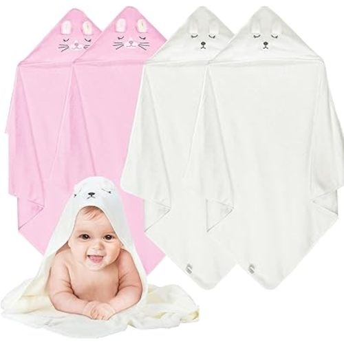 4Pack Baby Hooded Towels, Soft Absorbent Baby Towels for Newborns Toddlers, Ultra-Soft Toddler Bath Towels