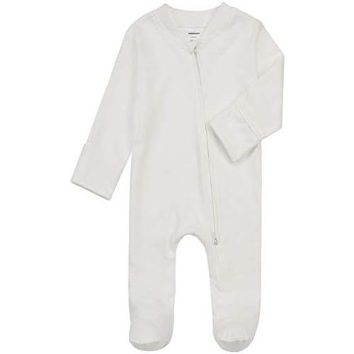 Aablexema Baby Footed Pajamas with Mitten Cuffs - Unisex Newborn Infant 2 Ways Zipper Cotton Footie Pjs