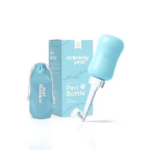 Mommy First® Peri Bottle for Postpartum Care | Upside Down Bottle for Perineal Cleansing and Recovery | Portable Bidet | Postpartum Essentials for New Moms (Blue, 12.2 OZ)