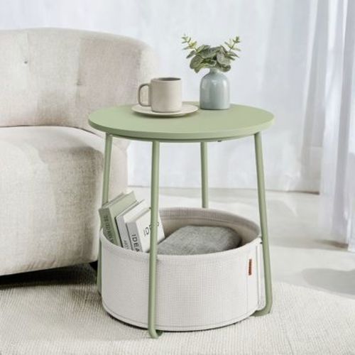 Small Side Table With Storage Round End Tables Living Room Side Tables For Small Spaces Bedroom Laurel Green And Cream White