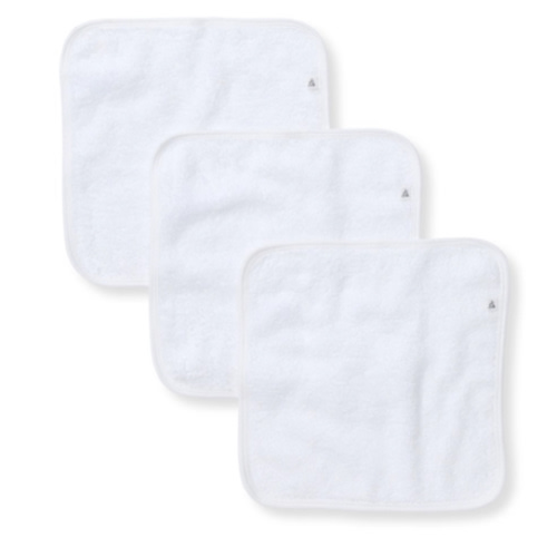 Organic Cotton Woven Terry Solid Washcloths 3 Pack Cloud