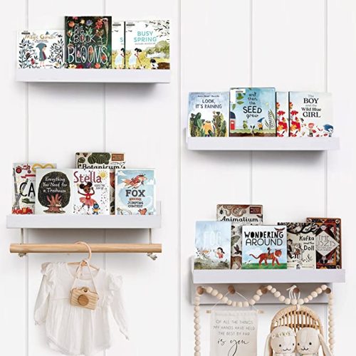 COMAX Kids Floating Book Shelves (White Set of 4)