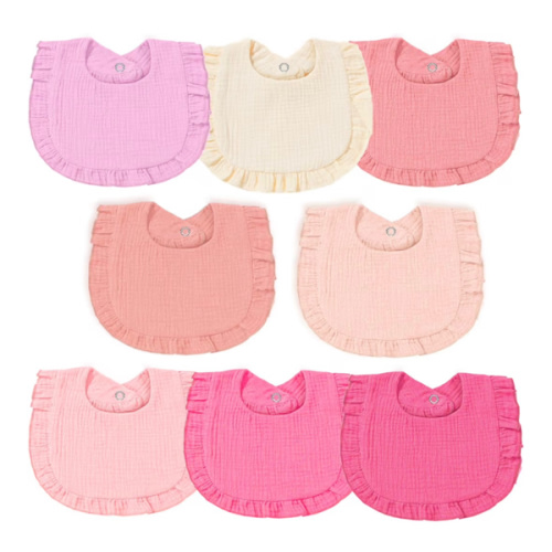 Baby Muslin Bibs, Bandana Drool Bib for Girls, Adjustable 100% Cotton Soft Baby Bibs for Drooling and Teething Organic Solid Colors Lap-Shoulder