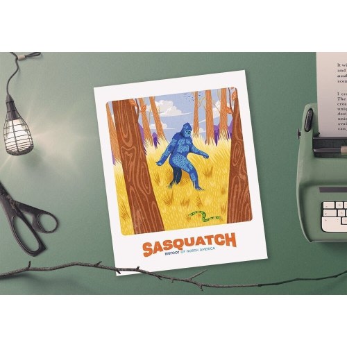 Big Foot Travel Poster - Sasquatch - Bigfoot - Monster Prints - Cryptozoology - Cryptids - Unique Gifts - Funny Gifts - Gifts for Him