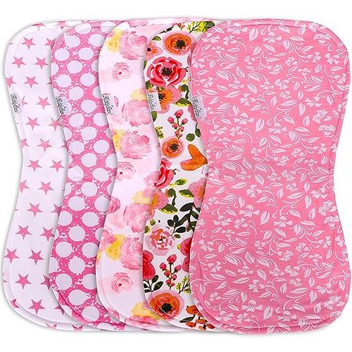 5-Pack 21”x10” Burp Cloths for Boys & Girls - Absorbent Organic Cotton Burp Cloth for Burping, Spit-up, Drooling, Baby Wipe