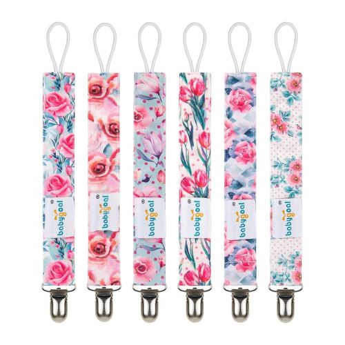 Babygoal Pacifier Clips, 6 Pack Pacifier Holder for Boys and Girls Fits Most Pacifier Styles &Teething Toys and Baby Gifts, 6MP16-B