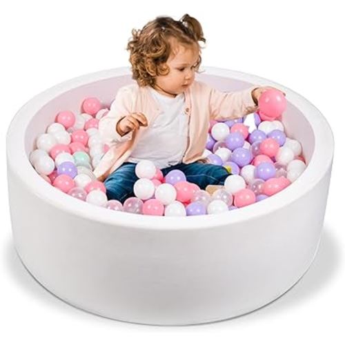 Foam Ball Pit, 35.4"x 11.8" Ball Pits for Toddlers, Soft Round Kiddie Baby Ball Pool for Kids, Ideal Gift for Babies Indoor Outdoor Game, Balls not Included (White)