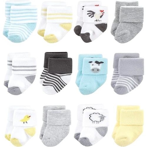 Hudson Baby Baby Girls' Cotton Rich Newborn and Terry Socks