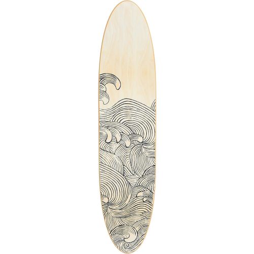 Creative Co-Op Coastal Decorative Surfboard Wall Décor, Wave Design Overlaid On Natural Wood, Hangs Vertical or Horizontal
