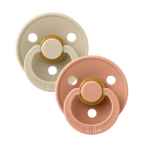 BIBS Colour Latex Pacifier Size 1, 0-6 Months, Vanilla/Peach, 2 Pack, Infant
