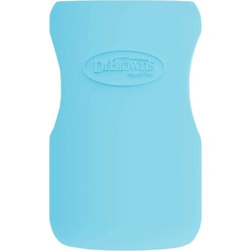 Dr. Brown's Natural Flow Options+ Glass Baby Bottle Sleeves,100% Silicone,9 oz,Wide-Neck,Blue