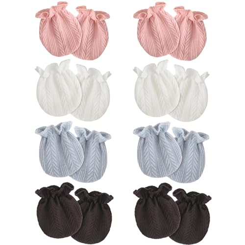 8 Pairs Newborn Baby Mittens No Scratch Wrist Gloves Infant Baby Mittens for Newborn Baby Boy Girl Toddler 0-6 Months