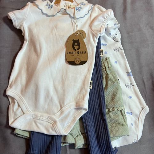 Rabbit + Bear - 4PK 6-9 months Blue Flowers (2 bodysuits, 1 pants, 1 shorts) | Kids & Baby | TJ Maxx