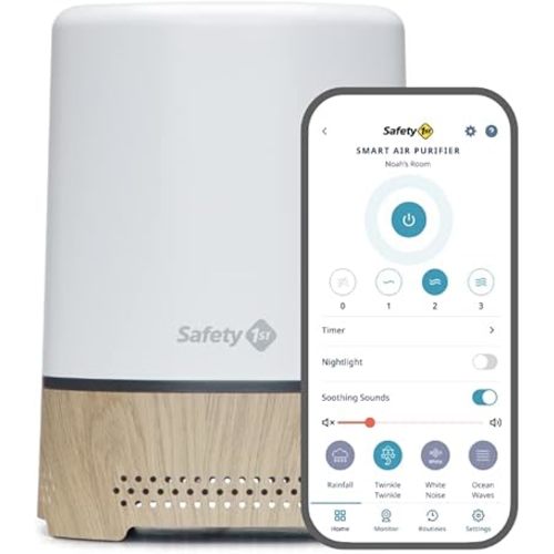Safety 1st Smart Air Purifier, True HEPA Filter For Bedrooms & Baby Nursery's, App Controlled with iOS & Android, White