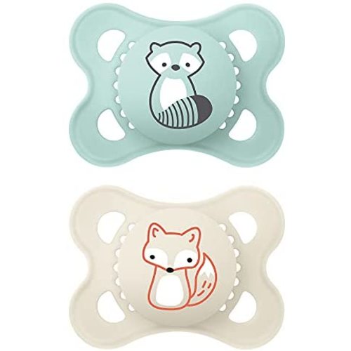 MAM Original Matte Baby Pacifier, Nipple Shape Helps Promote Healthy Oral Development, Sterilizer Case, Boy, 0-6 (Pack of 2)