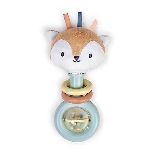 Ingenuity Kitt Ring Rattle for Baby, Plant-Based and BPA-Free Materials, Kitt The Fox Character Plush Head