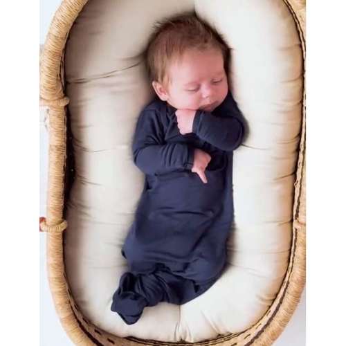Navy Knotted Newborn Gown Set