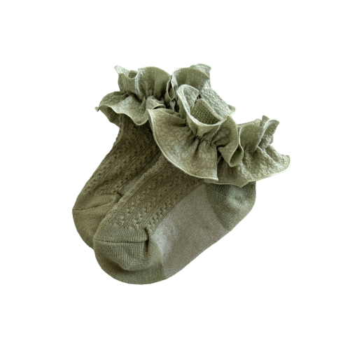 Scrunchie Ruffle Socks, Sage