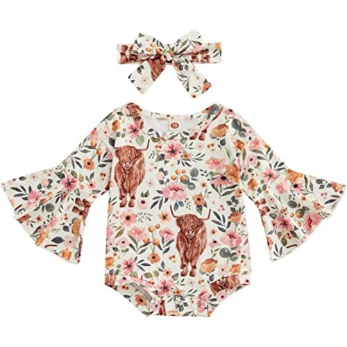 Western Baby Boy Girl Clothes Toddler Cowboy Outfit Long Sleeve Shirt Romper Newborn Onesie Cute Fall Bodysuit