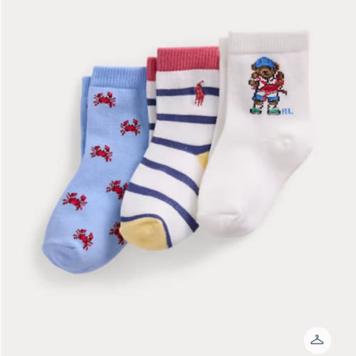 Crab-Motif Crew Sock 3-Pack