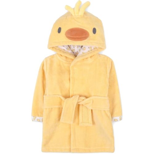 Baby Essentials Unisex Baby Plush Animal Face Bathrobe Hooded with Tie Closure for Newborns and Infants 0-9 Months