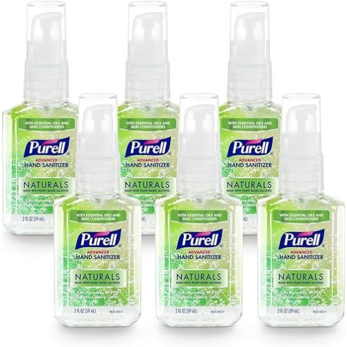 Purell Advanced Hand Sanitizer Naturals with Plant Based Alcohol, Citrus Scent, 2 Fl Oz Travel Size Pump Bottle (Pack of 6)- 9623-04-EC