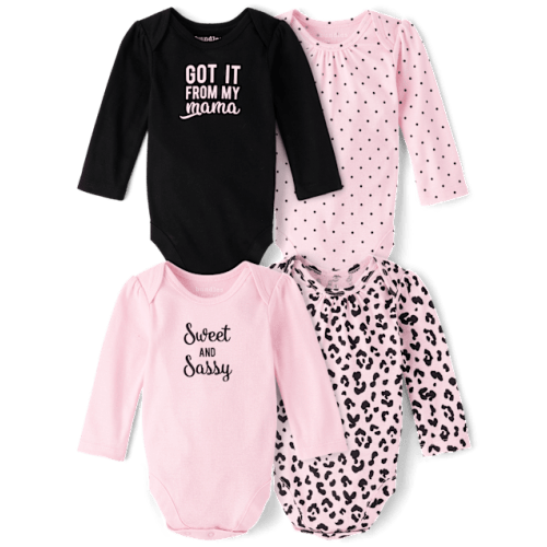 Baby Girls Sweet And Sassy Bodysuit 4-Pack - Pink