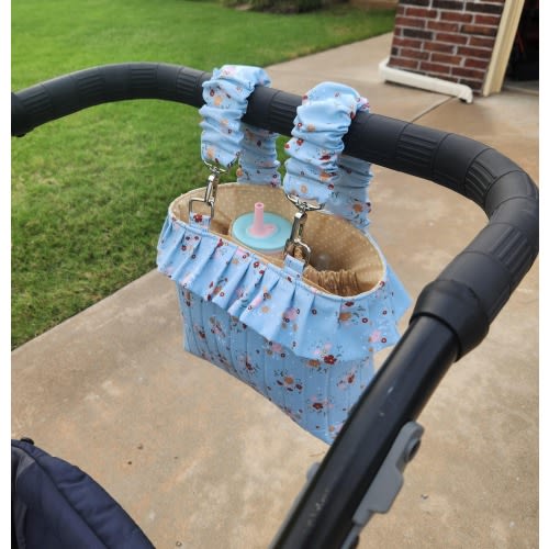 Floral Stroller Caddy: Quilted Cotton Pram Organizer