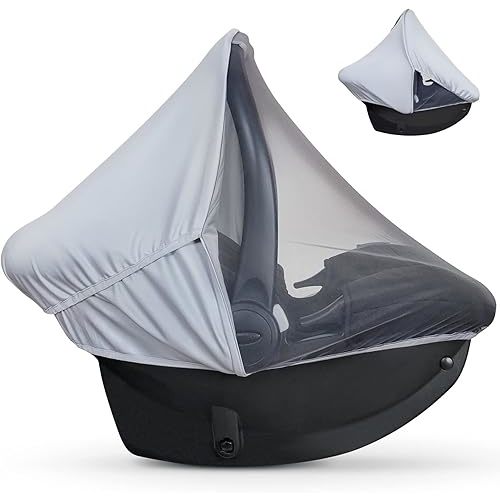 liuliuby 2-in-1 Baby Car Seat Cover for Baby Carseat Cover | Car Seat Sun Shade Cover & Mosquito Net for Infant | Baby Boy Car Seat Cover Baby | Breathable Car Seat Canopy Covers for Unisex (Gray)