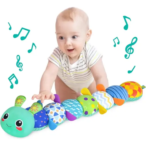 KMUYSL Baby Toys 0-6 6-12 Months, Sensory Music Animal Stuffed Toy for 0 1 2 3 4 5 6+ Months, Plush Toy with Crinkle and Rattles for Infant Newborn, Tummy Time Toys Gifts for 0-3-6-12 Month