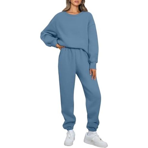 AUTOMET Womens 2 Piece Outfits Sweatsuit Oversized Sweatshirt Lounge Sets Baggy Sweatpants Fall Fashion with Pockets