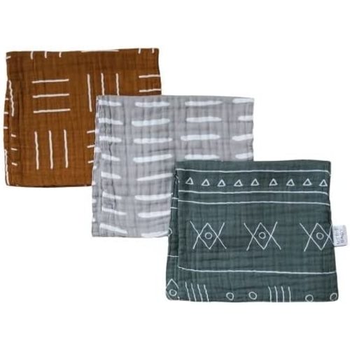 Mebie Baby Burp Cloths, Printed 3-Pack, Muslin