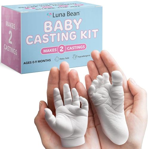 Luna Bean Baby Footprint & Hand Casting Kit – Premium Newborn Infant Keepsake - New Mom Gifts, Baby Shower Gifts for Girls and Boys