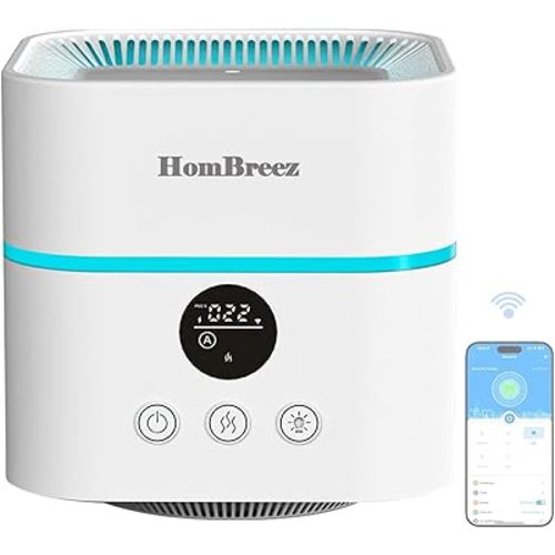 Smart Wi-Fi Air Purifier and Humidifier Combo, Desk Air Purifier for Dorm, Home, Office, Air Purifiers & Humidifier & Aromatherapy Diffuser, Suitable for Bedroom,White(WG-03-S)