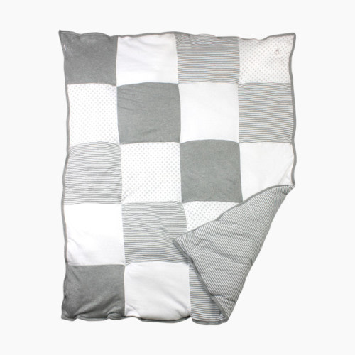 Organic Reversible Quilt Blanket - Heather Grey Dottie Bee