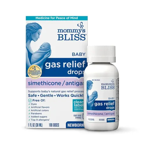 Mommy's Bliss Gas Relief Drops Bottle, Simethicone Drops for Infants, Relieves Stomach Discomfort, Safe & Gentle, Ginger Flavor, 1 Fl Oz (Pack of 1)